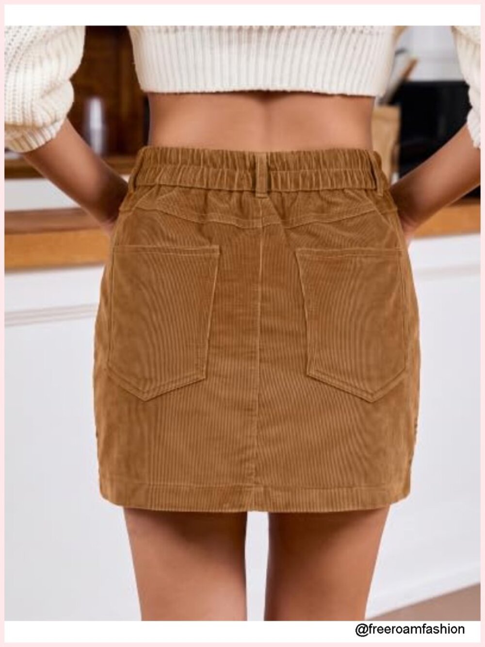 Women's High Waisted Mini Corduroy Skirt with Pockets - Picture 2 of 6